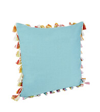 Blue Colourful Tassle Cushion