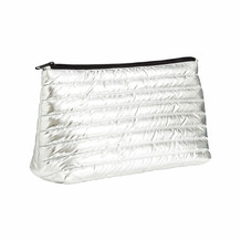 Silver Quilted Make Up Bag