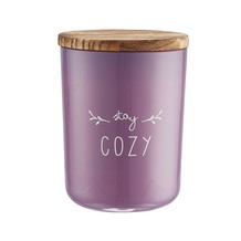 Purple Glass Candle with Wooden Lid