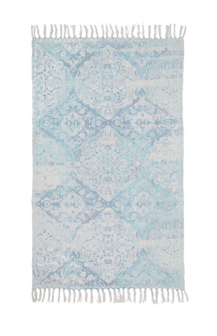 Blue Patterned Fring Rug