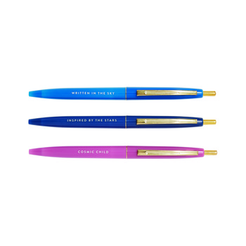 Set Of 3 Pens Navy Blue Pink