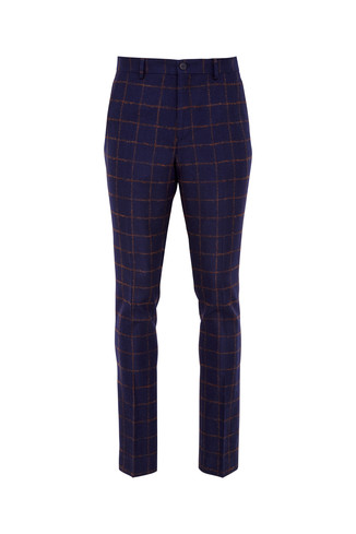 Navy and Brown Tartan Trousers