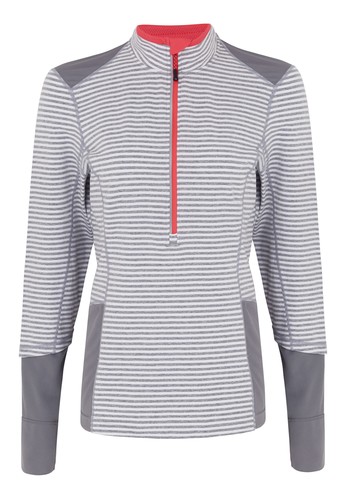 Grey Striped Half Zip Fleece