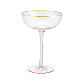 Pink Gold Rimmed Cocktail Glass