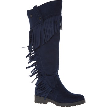 Navy Tassled High Leg Boots