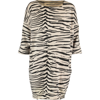 Cream Animal Print Sweatshirt Dress